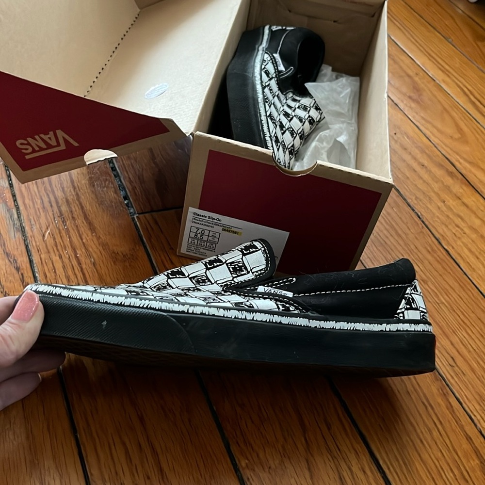 Vans slip ons, worn once for very little time. Junior size 7, women’s 8.5.